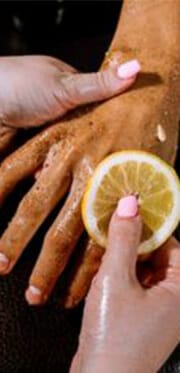 applying lemon to skin